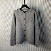 Miu Miu Women Wool and Nylon Knit Cardigan-Silver - 1