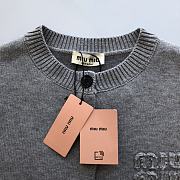 Miu Miu Women Wool and Nylon Knit Cardigan-Silver - 4