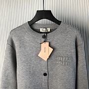 Miu Miu Women Wool and Nylon Knit Cardigan-Silver - 3