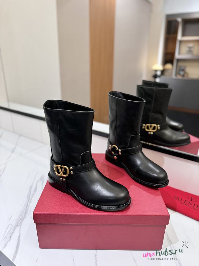 Valentino Leather Shoty Boots - 1