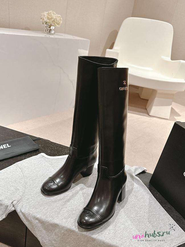 Chanel Long Ankle Boots In Black Leather - 1