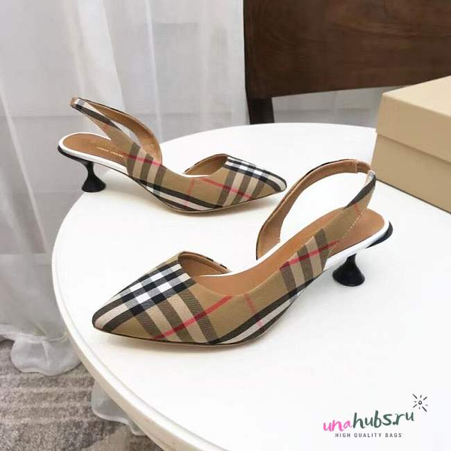 Burberry Vintage Check Slingback Pumps Beige - 1