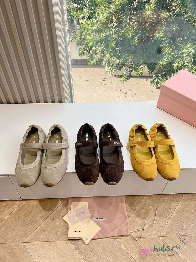 Miu Miu Flat Ballet Suede Shoes - 1