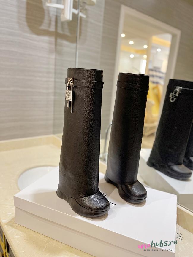 Givenchy Shark Lock Biker Boots In Grained Leather  - 1