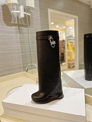 Givenchy Shark Lock Biker Boots In Grained Leather  - 3