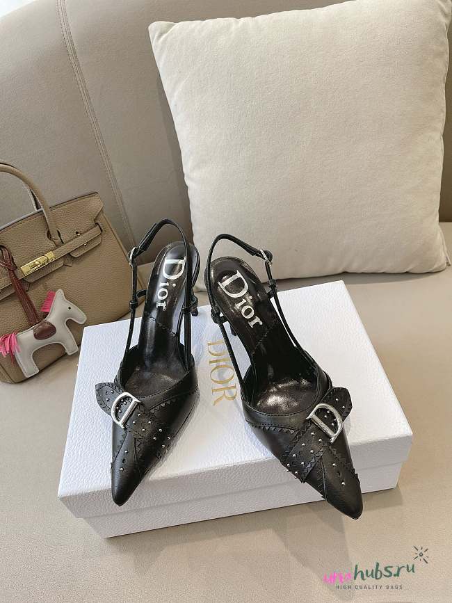 Dior Black D'trick Slingback Heels - 1