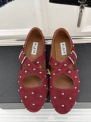 ALAIA CRISS CROSS BALLET FLATS WITH STUDS - 5
