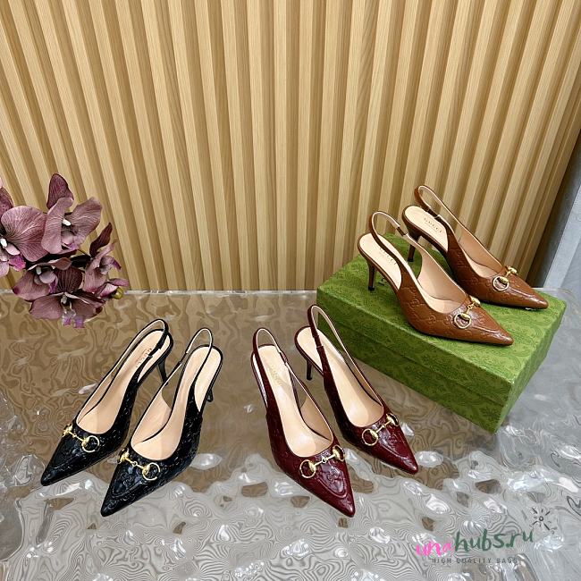 	 Gucci Horsebit Slingback Pump GG Ebony - 1