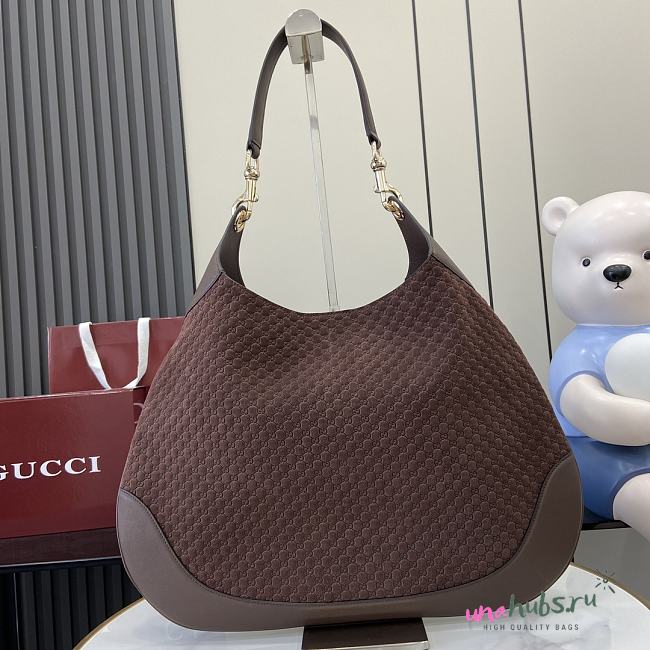 Gucci B medium shoulder bag dark brown suede 49*46*4CM - 1