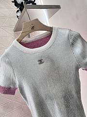 Chanel Pink & White Top CC Logo - 4