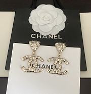 Chanel Clip On Pendants Metal Strasd Gold Crystal Earrings - 4