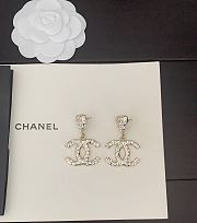 Chanel Clip On Pendants Metal Strasd Gold Crystal Earrings - 2