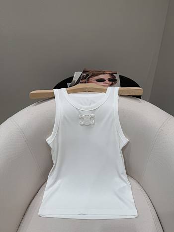 Celine White Tank Top Triomphe Logo