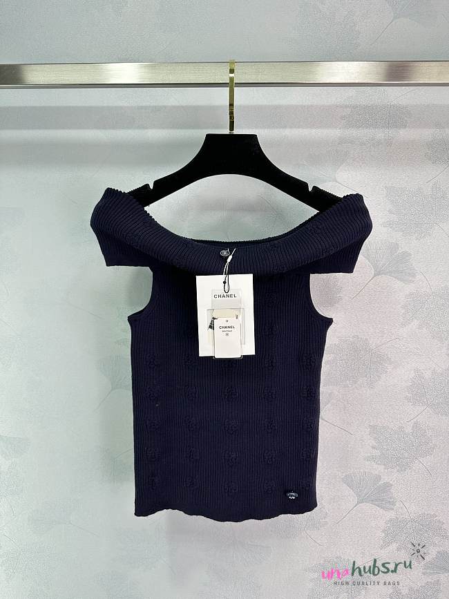 Chanel off shoulder shirt in navy - 1