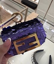 Fendi Nano Baguette Charm With purple sequins - 3