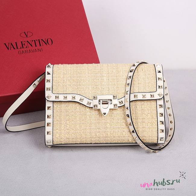 VALENTINO GARAVANI ROCKSTUD SMALL SHEARLING SHOULDER BAG - 22.5*5*16cm - 1