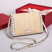 VALENTINO GARAVANI ROCKSTUD SMALL SHEARLING SHOULDER BAG - 22.5*5*16cm - 3