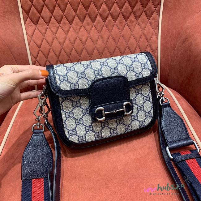 Gucci Horsebit 1955 mini blue gg bag - 20.5x14x15cm - 1