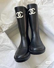 Chanel Rubber Black CC High Knee Boot - 1
