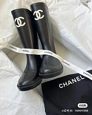 Chanel Rubber Black CC High Knee Boot - 4