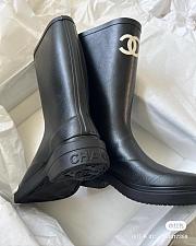 Chanel Rubber Black CC High Knee Boot - 2
