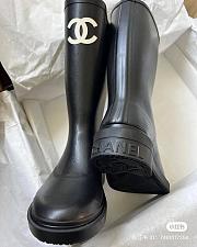 Chanel Rubber Black CC High Knee Boot - 3