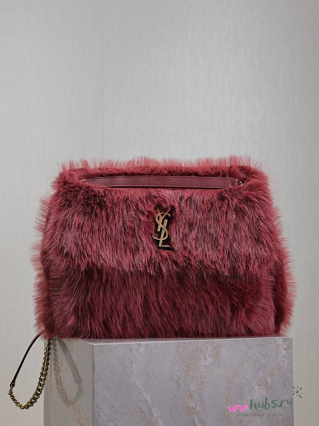 	 YSL Niki Large In Burgundy Shearling - 32x23x9cm - 1