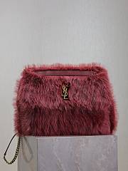 	 YSL Niki Large In Burgundy Shearling - 32x23x9cm - 1