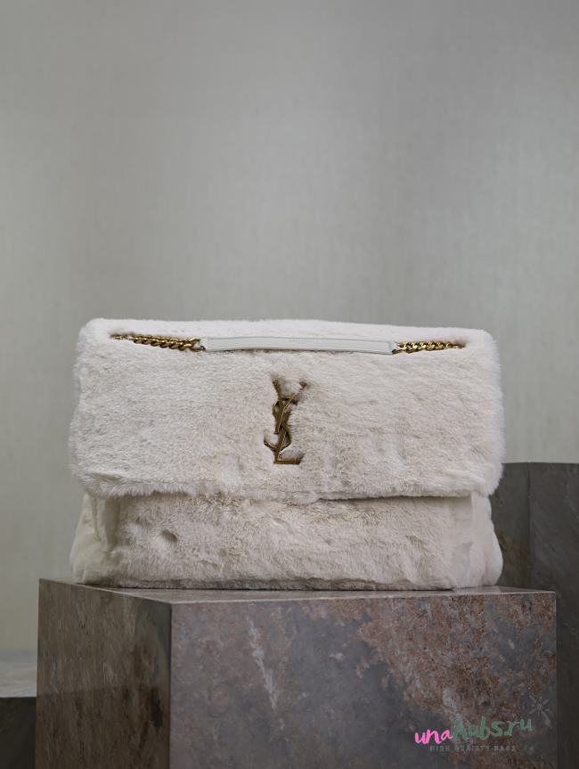 	 YSL NIKI Oversized in shearling white - 47×34×16cm - 1