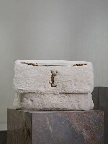	 YSL Niki Large In White Shearling - 32x23x9cm
