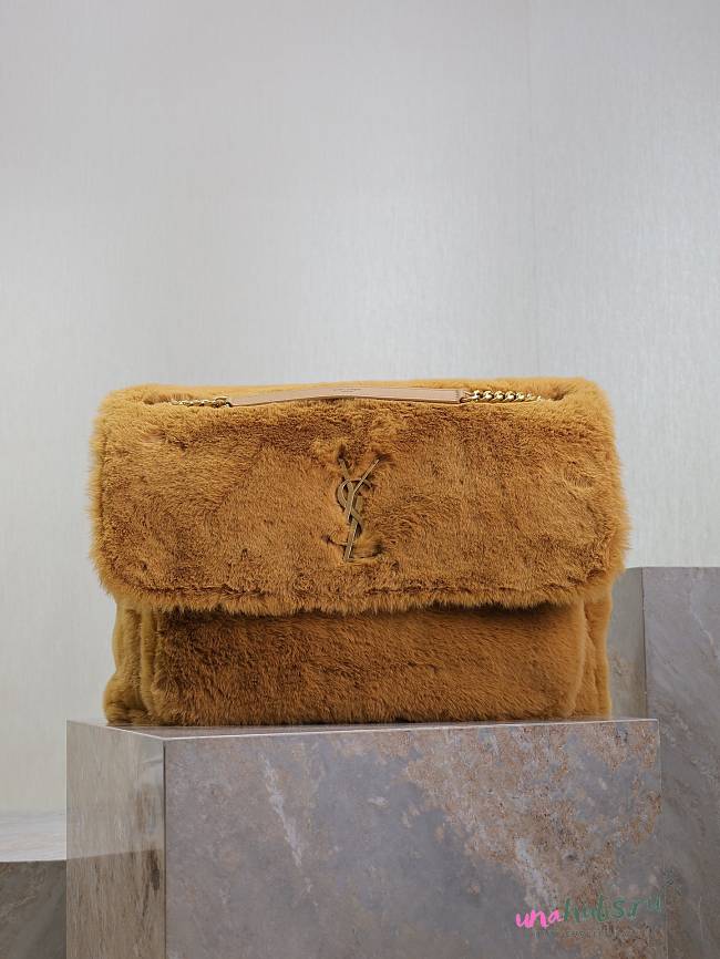 	 YSL NIKI Oversized in shearling brown - 47×34×16cm - 1