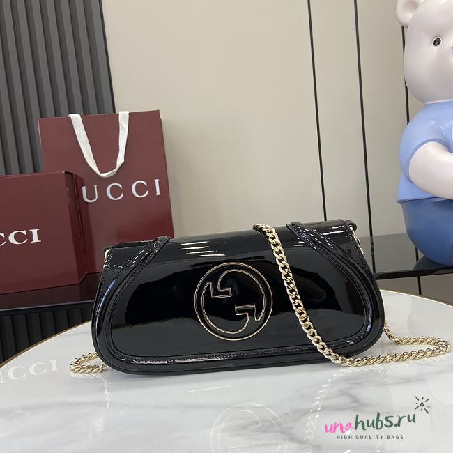 Gucci Blondie small shoulder bag in black patent leather - 29.5x 12.5x 7cm - 1