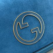 Gucci Blondie medium top handle bag in Blue Suede - 32x 17x 10cm - 2