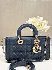 Dior Medium Lady D Joy Lambskin Leather Navy Bag - 1