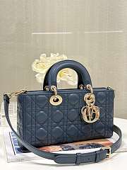 Dior Medium Lady D Joy Lambskin Leather Navy Bag - 4