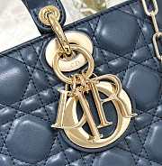 Dior Medium Lady D Joy Lambskin Leather Navy Bag - 3