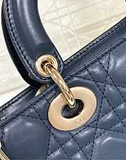 Dior Small Lady D Joy Lambskin Leather Navy Bag - 22*6*12Cm - 4