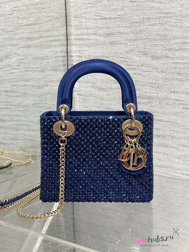 	 Dior Mini Lady Blue Sequin Bag - 17*15*7cm - 1
