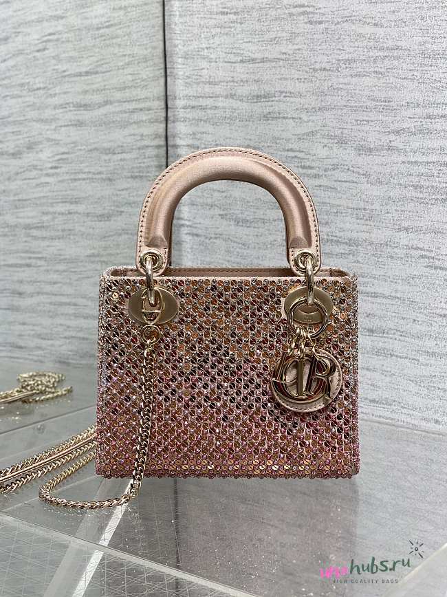 	 Dior Mini Lady Pink Sequin Bag - 17*15*7cm - 1