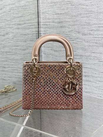 	 Dior Mini Lady Pink Sequin Bag - 17*15*7cm