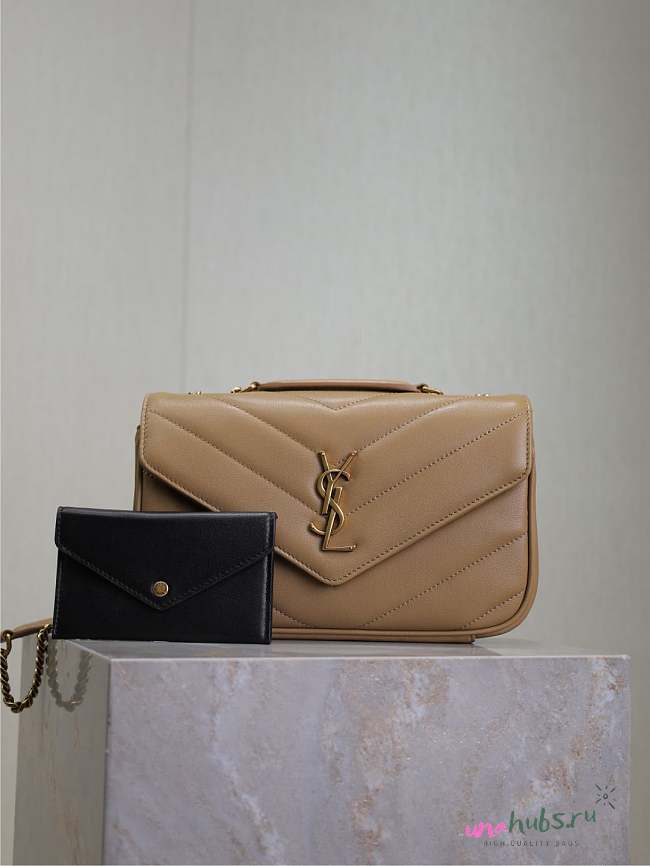 YSL LOULOU small in beige MATELASSE lambskin - 24 x 14 x 6 CM  - 1