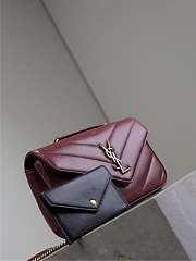 YSL LOULOU small in burgundy MATELASSE lambskin - 24 x 14 x 6 CM - 5