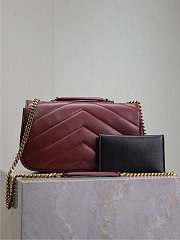 YSL LOULOU small in burgundy MATELASSE lambskin - 24 x 14 x 6 CM - 3