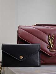 YSL LOULOU small in burgundy MATELASSE lambskin - 24 x 14 x 6 CM - 2