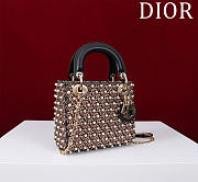Dior Mini black cotton embroidered with metallic gold-tone thread - 17*15*7cm - 6