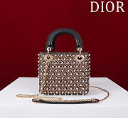 Dior Mini black cotton embroidered with metallic gold-tone thread - 17*15*7cm - 4