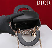 Dior Mini black cotton embroidered with metallic gold-tone thread - 17*15*7cm - 3