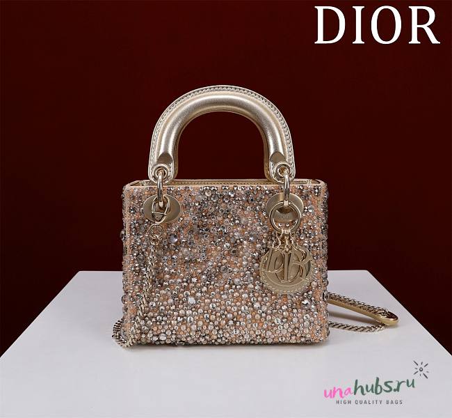 Dior Mini Lady Stone Gold Bag - 17cm - 1