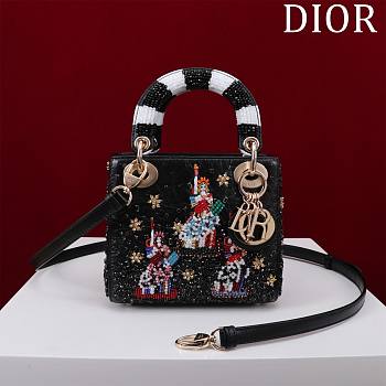 Dior Mini Lady Black Beaded Bag 17cm