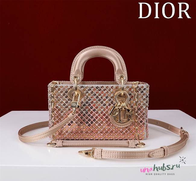 Dior Lady D Joy Sequin Pink Bag - 16.5*6*10cm - 1